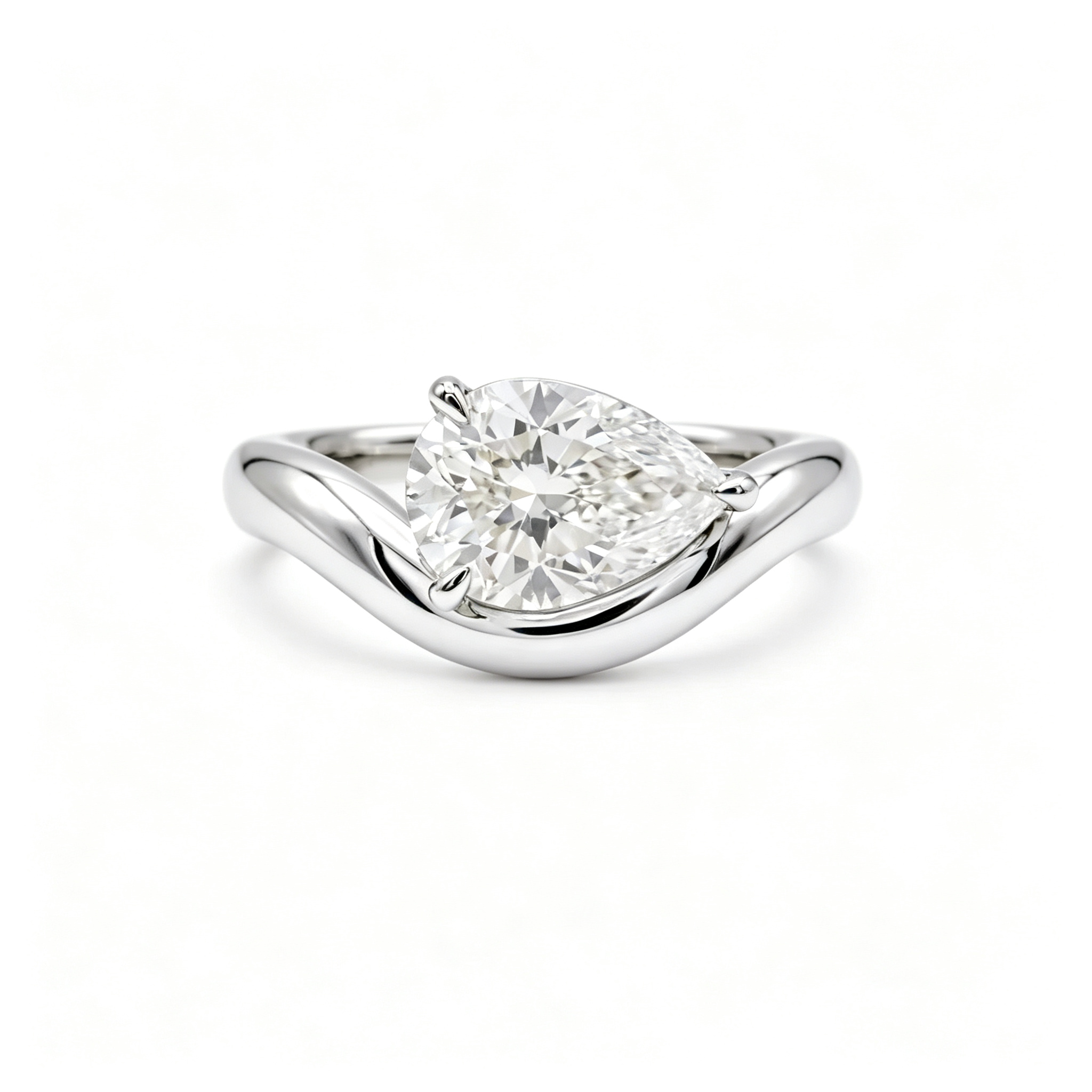 LUCERARO Engagement | Sculptural Pear Diamond Ring - ER02056