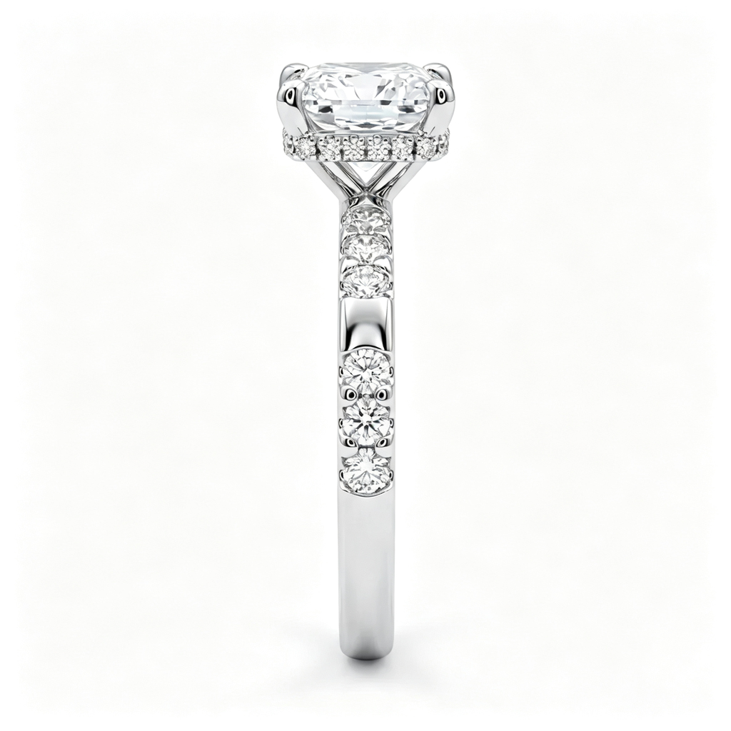 LUCERARO Engagement | Princess Cut Hidden Halo Diamond Ring - ER01416