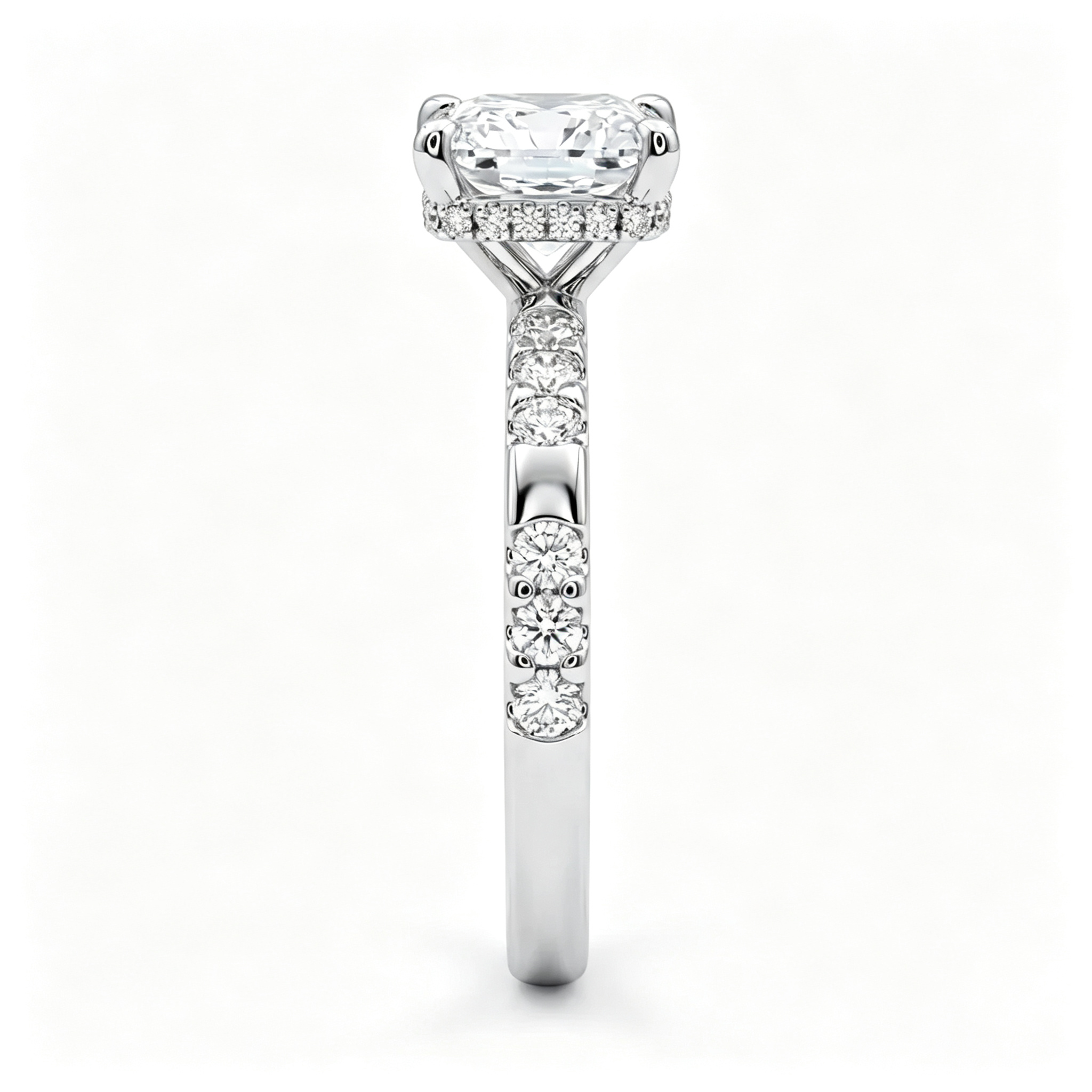 LUCERARO Engagement | Princess Cut Hidden Halo Diamond Ring - ER01416