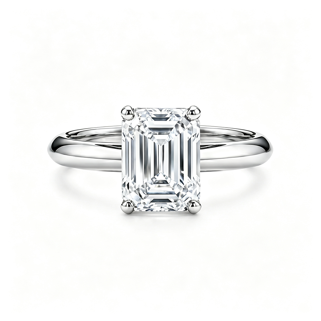 LUCERARO Engagement | Emerald Lab Grown Diamond Solitaire Ring