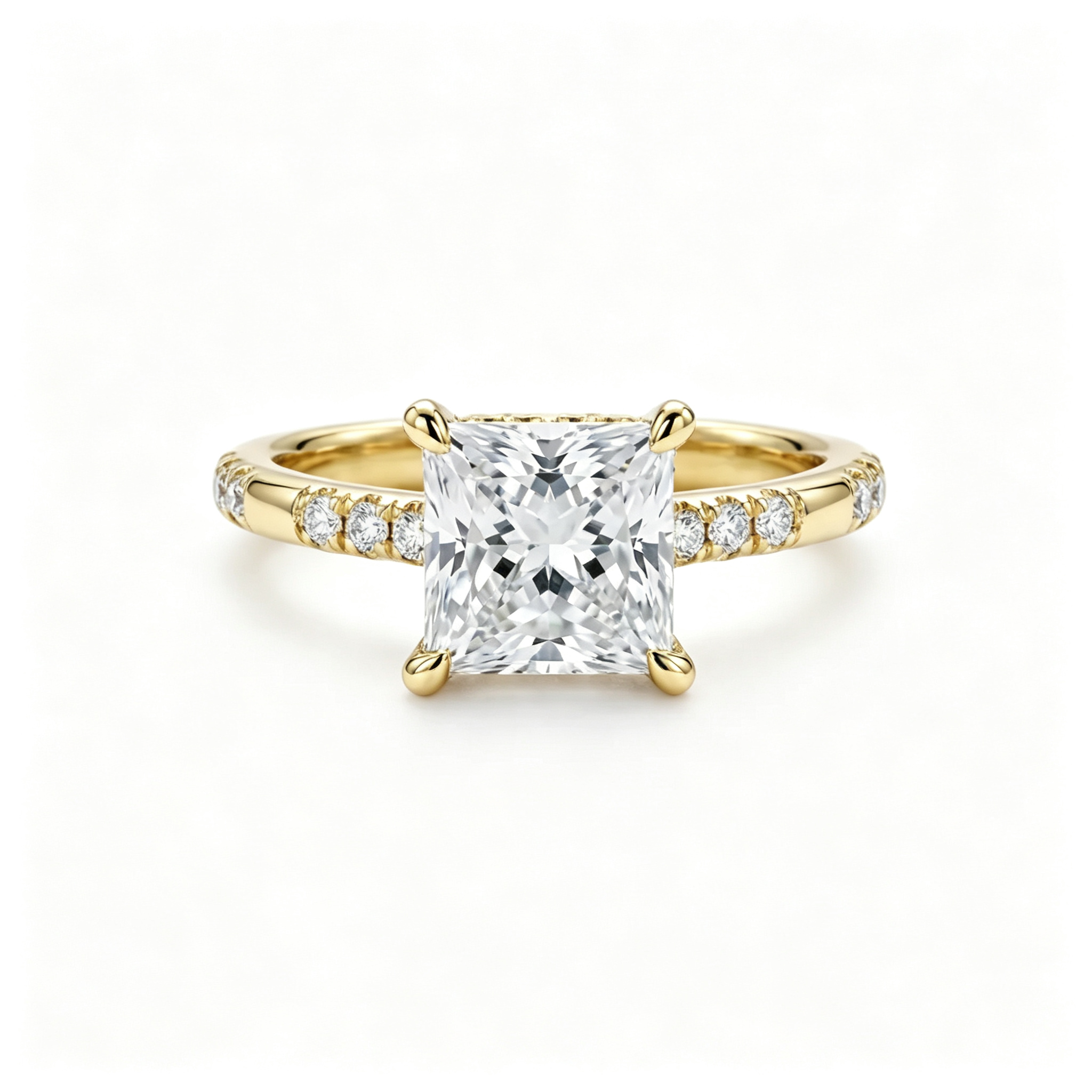LUCERARO Engagement | Princess Cut Hidden Halo Diamond Ring - ER01416