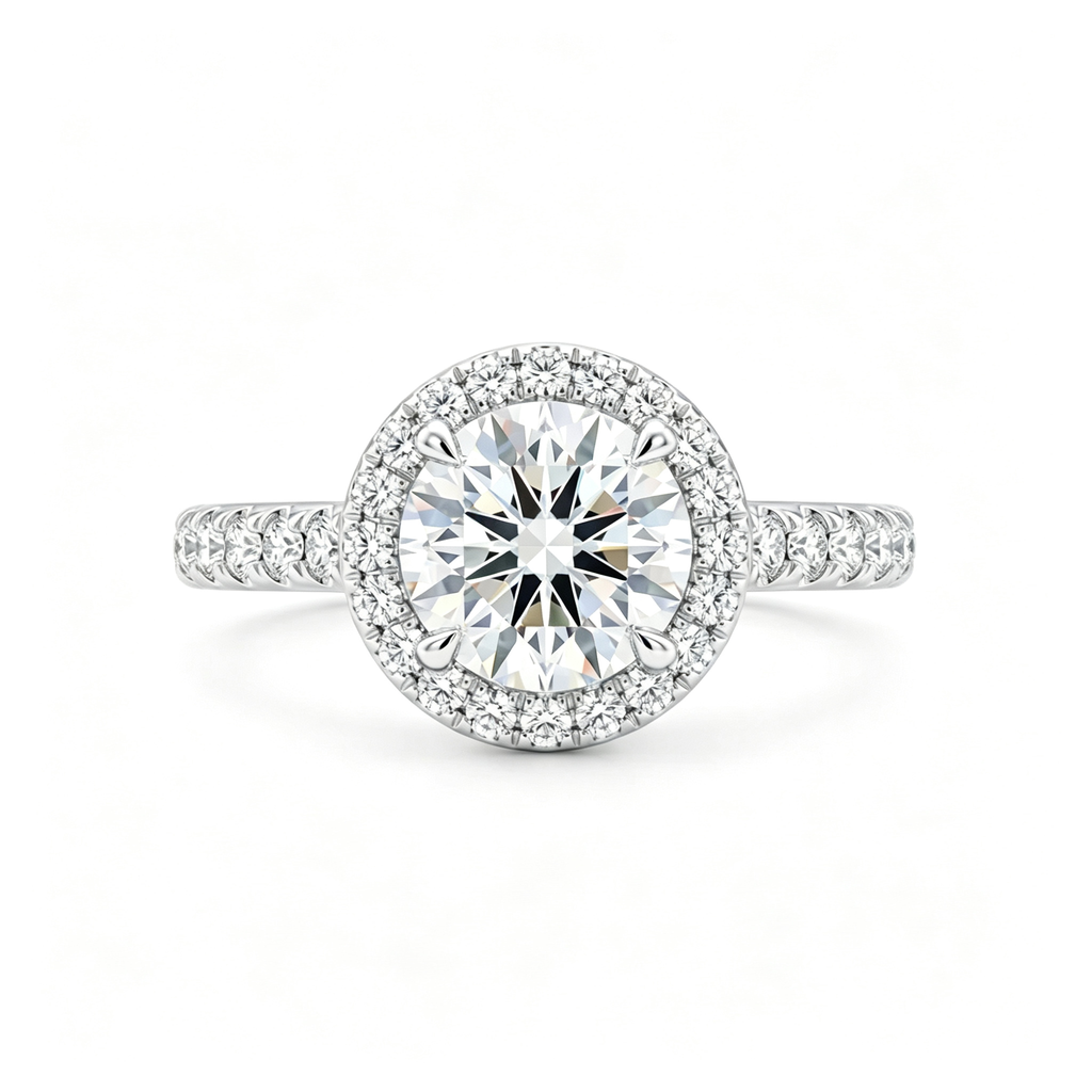 LUCERARO Engagement | Round Lab Grown Diamond Halo Ring