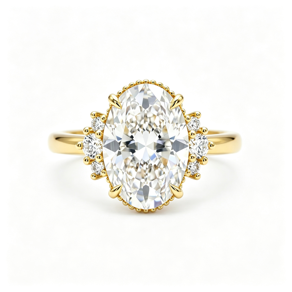 LUCERARO Engagement | Oval Milgrain Diamond Ring - ER01624