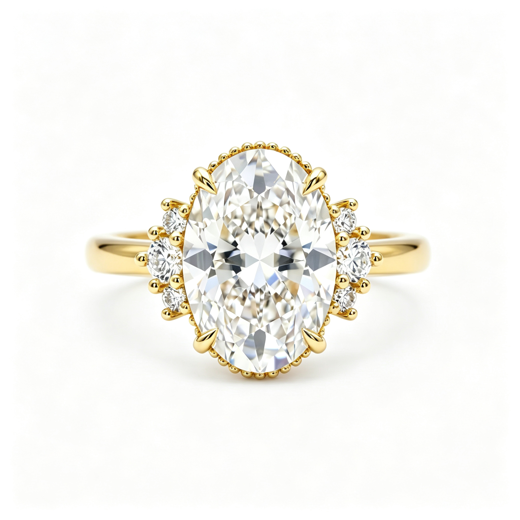 LUCERARO Engagement | Oval Milgrain Diamond Ring - ER01624