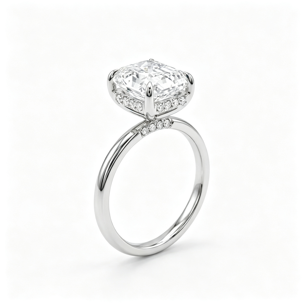 LUCERARO Engagement | Square Radiant Solitaire Diamond Ring - ER01520
