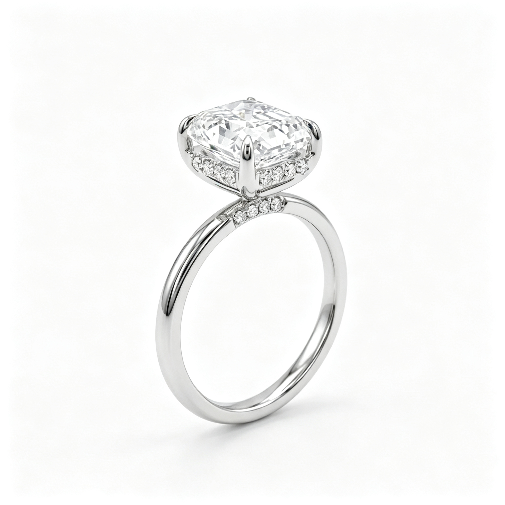 LUCERARO Engagement | Square Radiant Solitaire Diamond Ring - ER01520