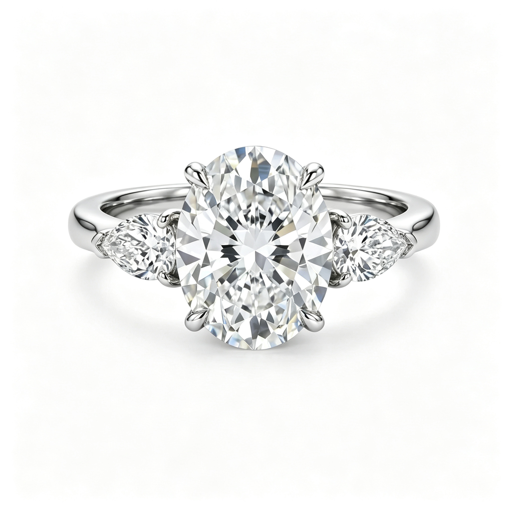 LUCERARO Engagement | Oval Lab Grown Diamond Three-Stone Ring