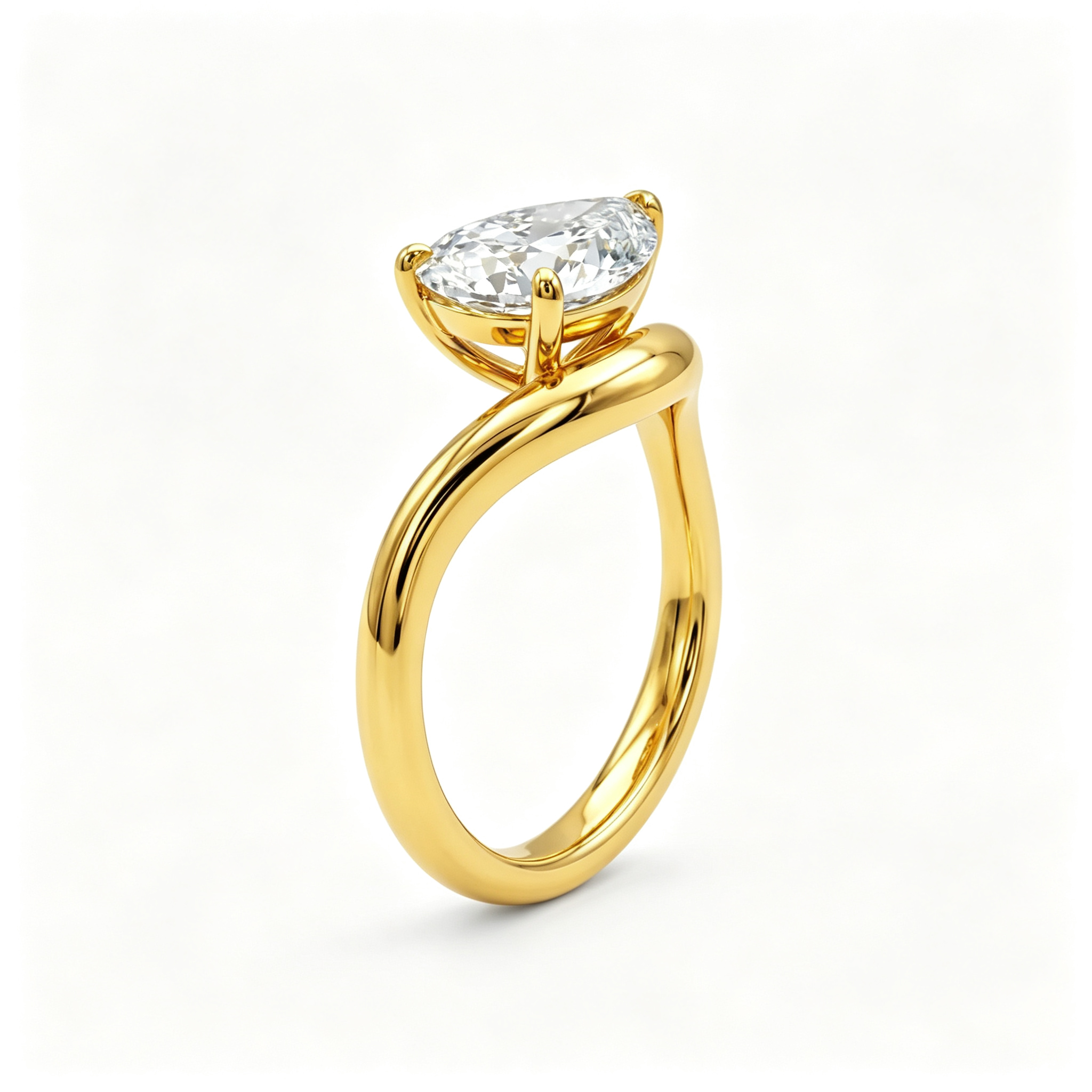 LUCERARO Engagement | Sculptural Pear Diamond Ring - ER02056