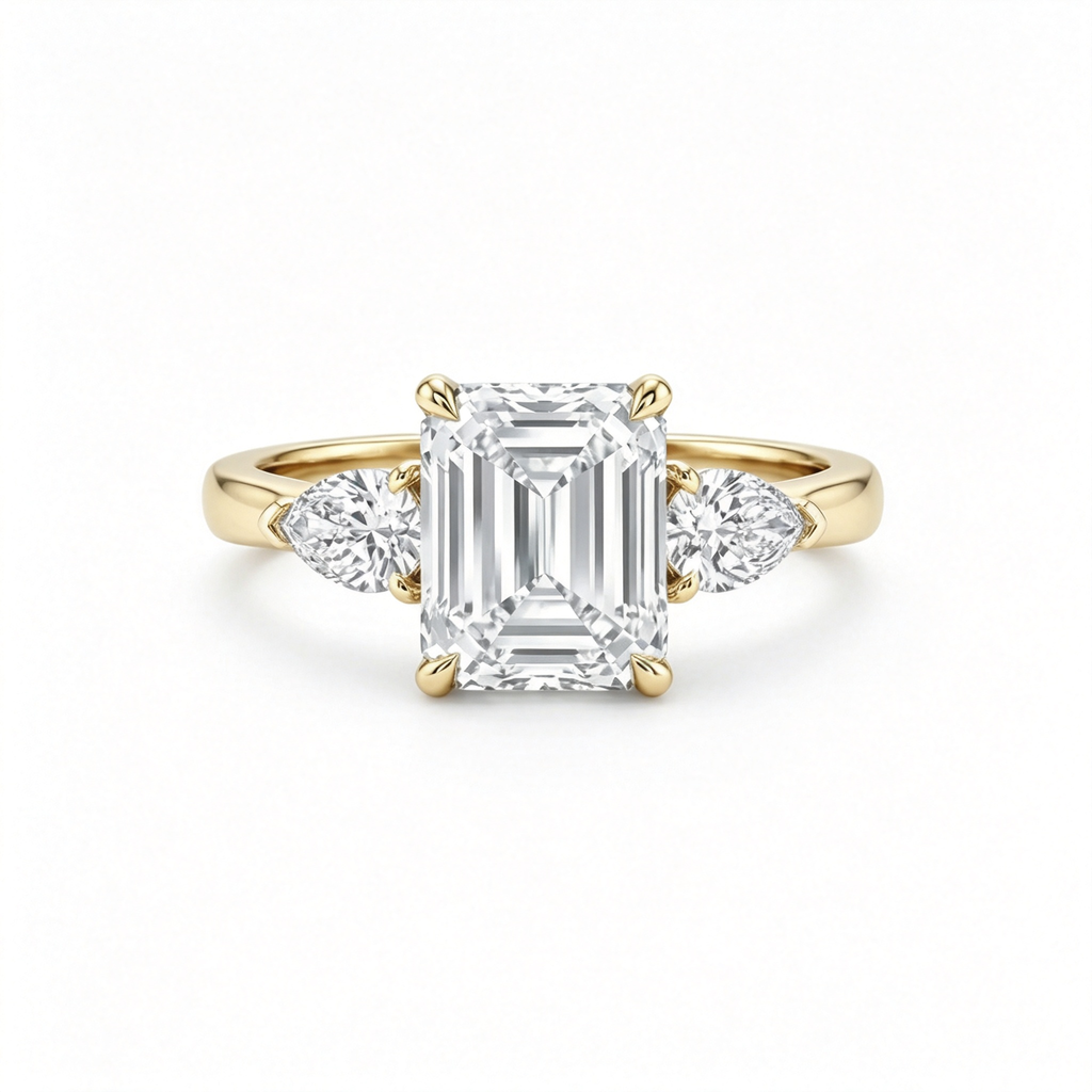 LUCERARO Engagement | Emerald Diamond Ring - ER01544