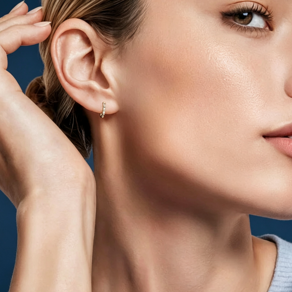 LUCERARO Earrings | Baguette Diamond Hoop Earrings - JE00650