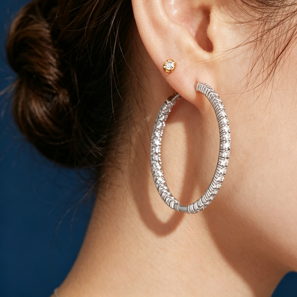 LUCERARO Earrings | Diamond Huggie Earrings - JE00495