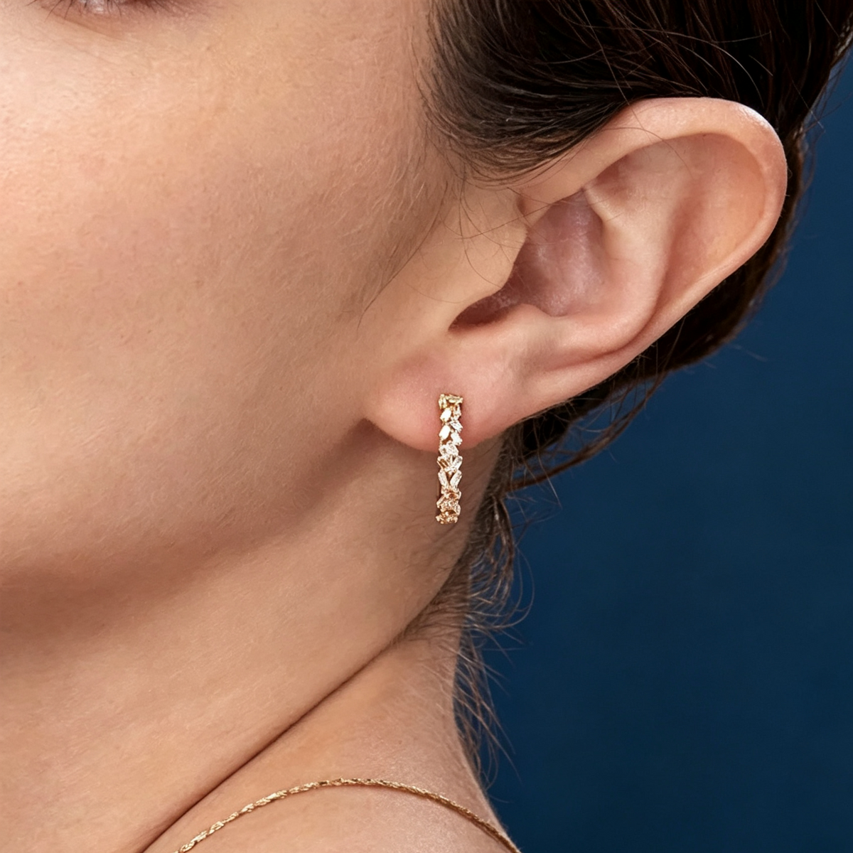LUCERARO Earrings | Baguette Diamond Hoop Earrings - JE01395