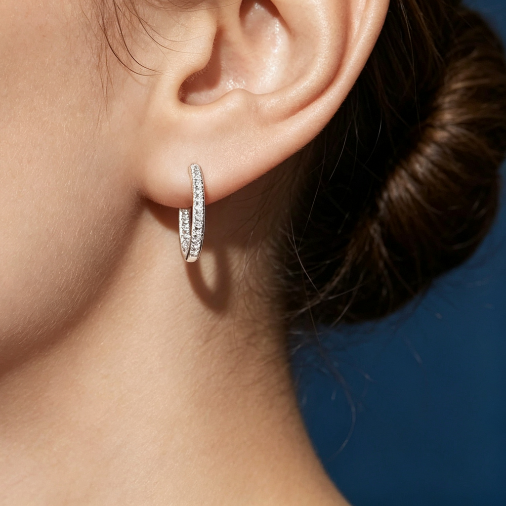 LUCERARO Earrings | Diamond Hoop Earrings - JE00598