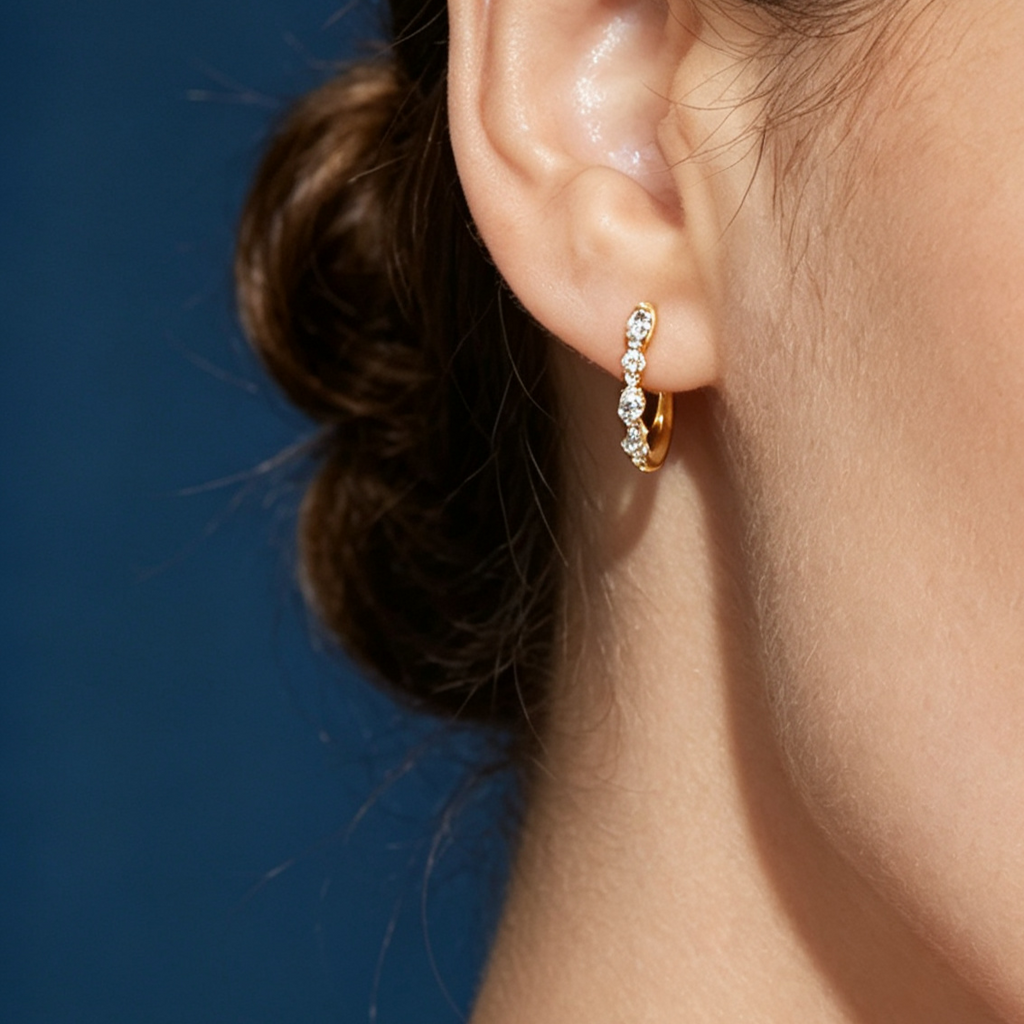 LUCERARO Earrings | Diamond Huggie Earrings - JE01595