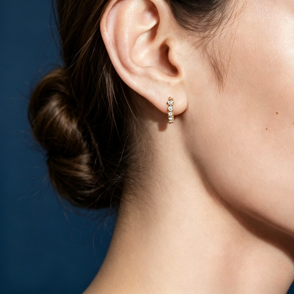LUCERARO Earrings | Diamond Huggie Hoop Earrings - JE00796