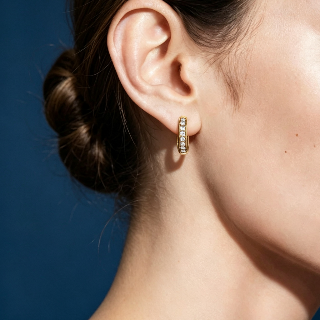 LUCERARO Earrings | Luxe Diamond Huggie Earrings - JE01450