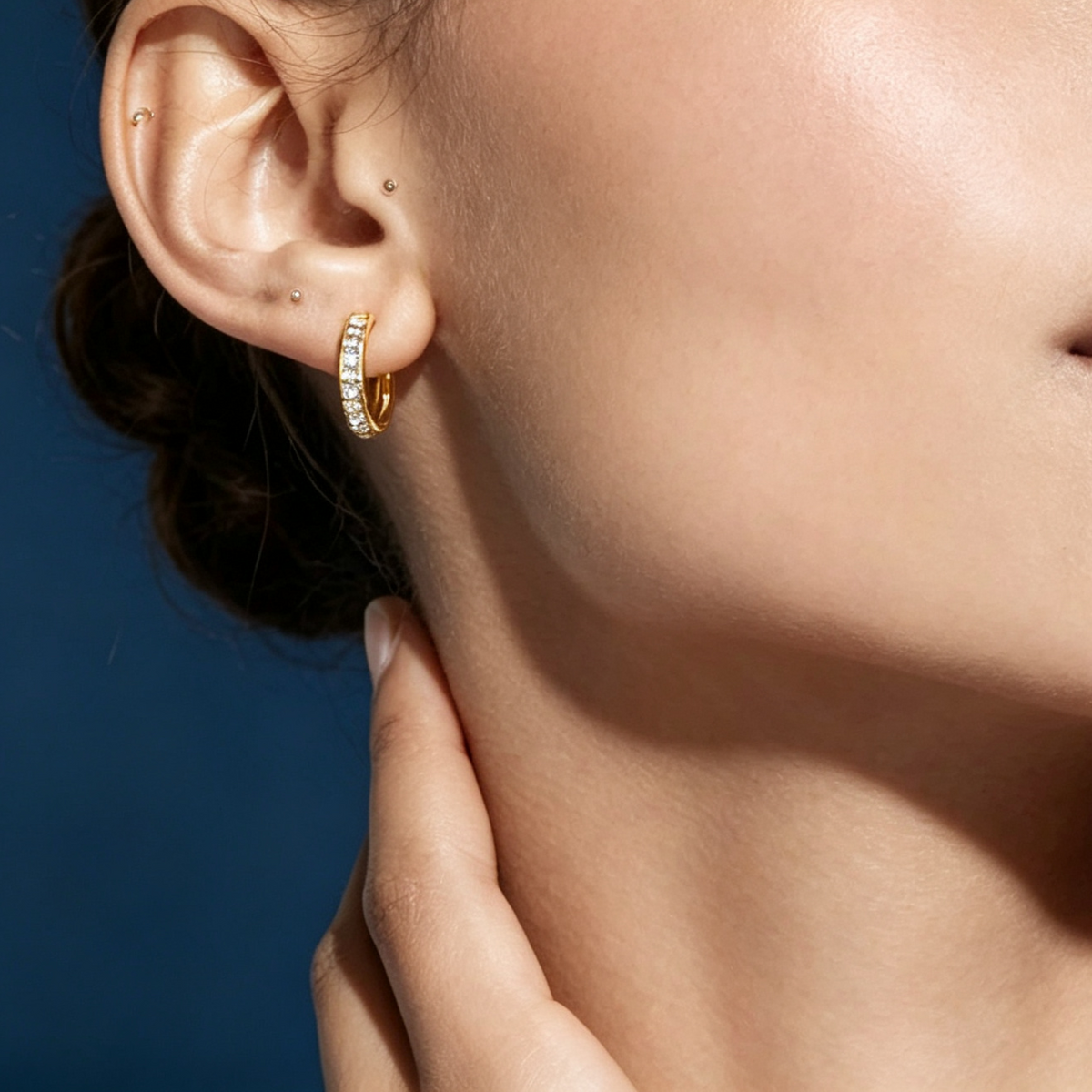 LUCERARO Earrings | Luxe Diamond Huggie Earrings - JE01450
