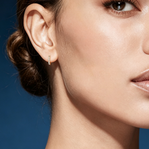 LUCERARO Earrings | Baguette Diamond Hoop Earrings - JE00650