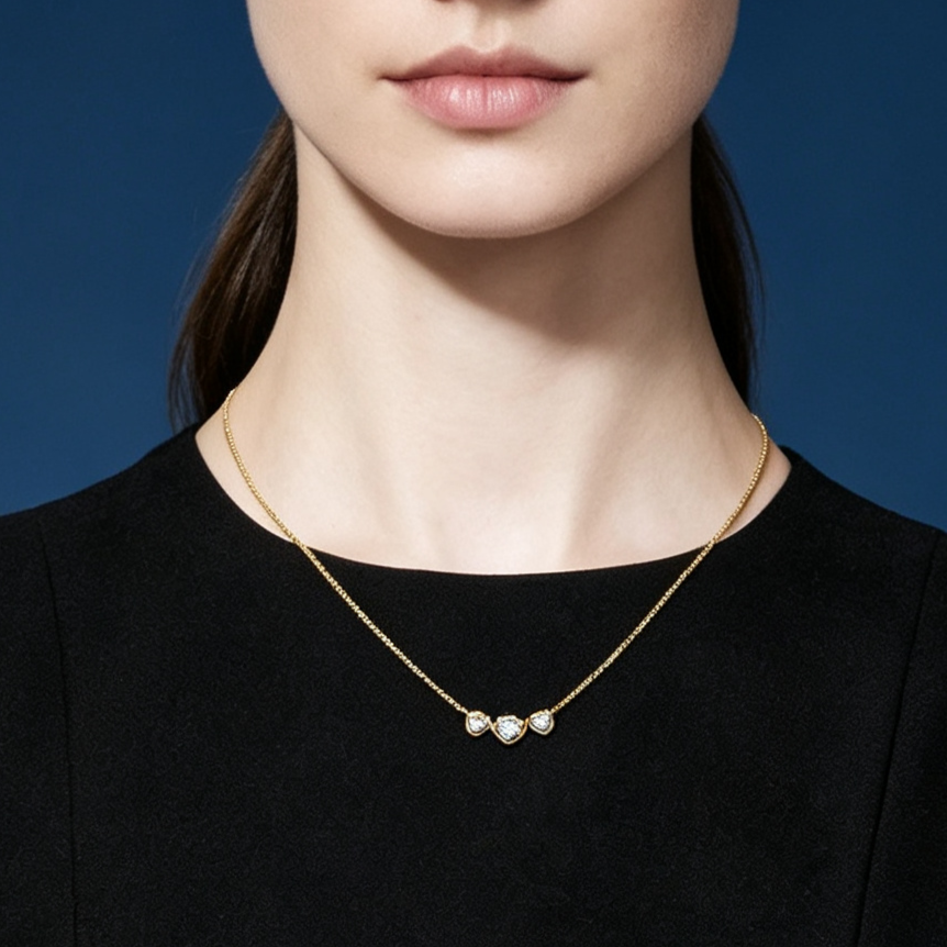 LUCERARO Necklace | Three-Stone Heart Lab Grown Diamond Necklace 1/2 ct. tw.