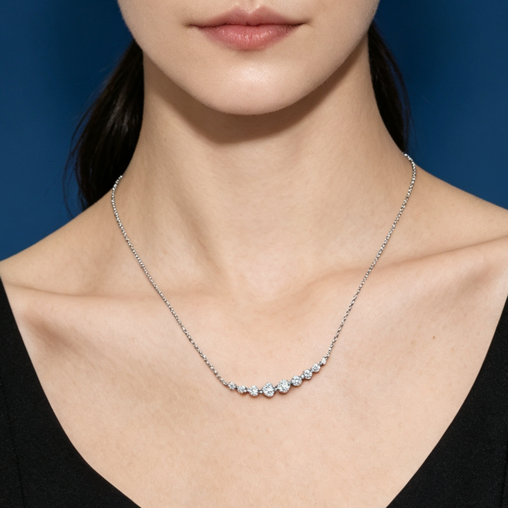 LUCERARO Necklace | Graduated Round Lab-Grown Diamond Necklace 7/8 ct. tw.