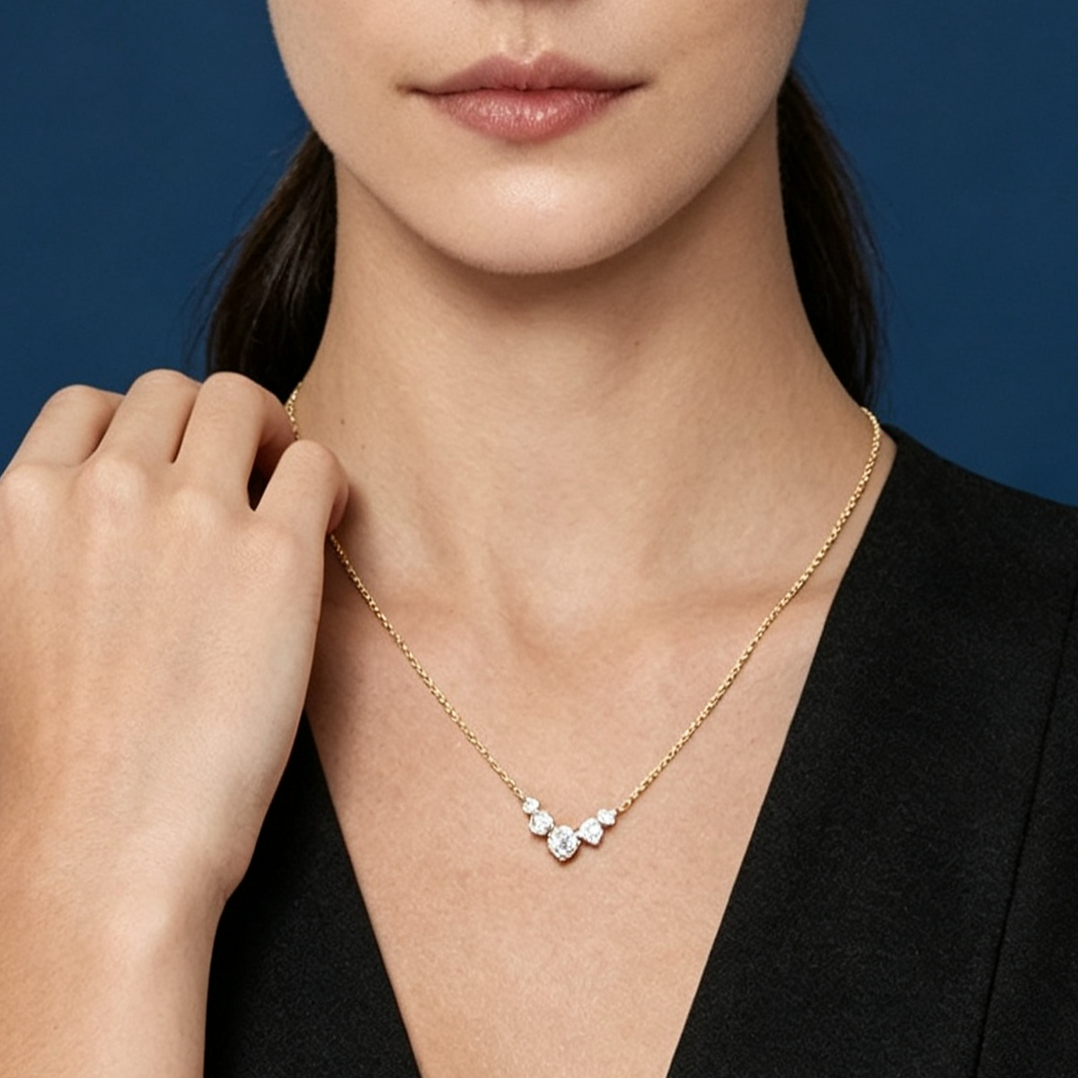 LUCERARO Necklace | Five-Stone Round Lab-Grown Diamond Necklace 1/3 ct. tw.