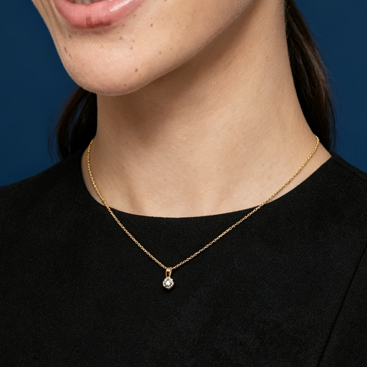 LUCERARO Necklace | Round Lab-Grown Diamond Bezel Necklace 1/10 ct. tw.