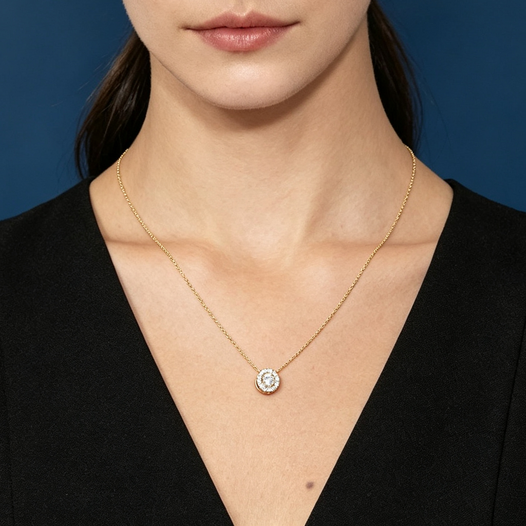 LUCERARO Necklace | Round Lab-Grown Diamond Halo Necklace 2/5 ct. tw.