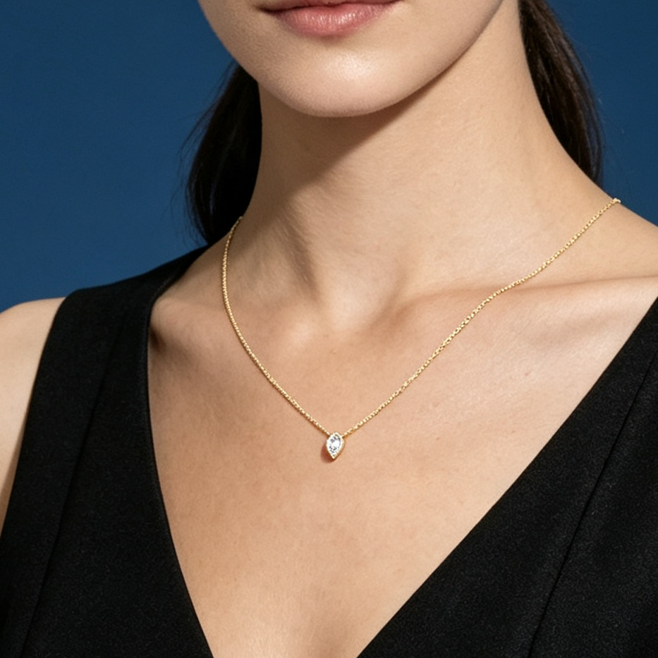 LUCERARO Necklace | Pear Lab-Grown Diamond Bezel Necklace 1/4 ct. tw.