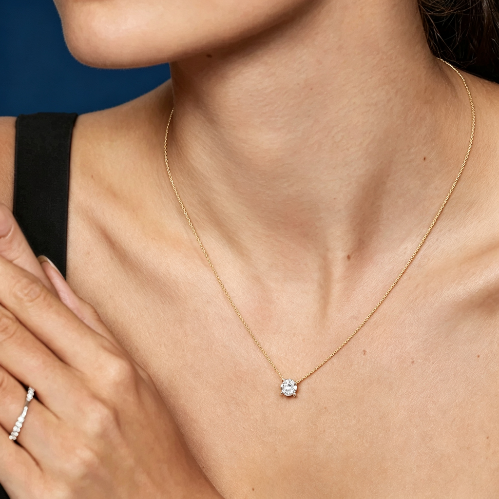 LUCERARO Necklace | Round Lab-Grown Diamond Solitaire Necklace 1 ct. tw.