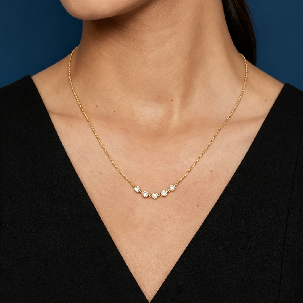 LUCERARO Necklace | Round Lab-Grown Diamond Station Necklace 1/2 ct. tw.