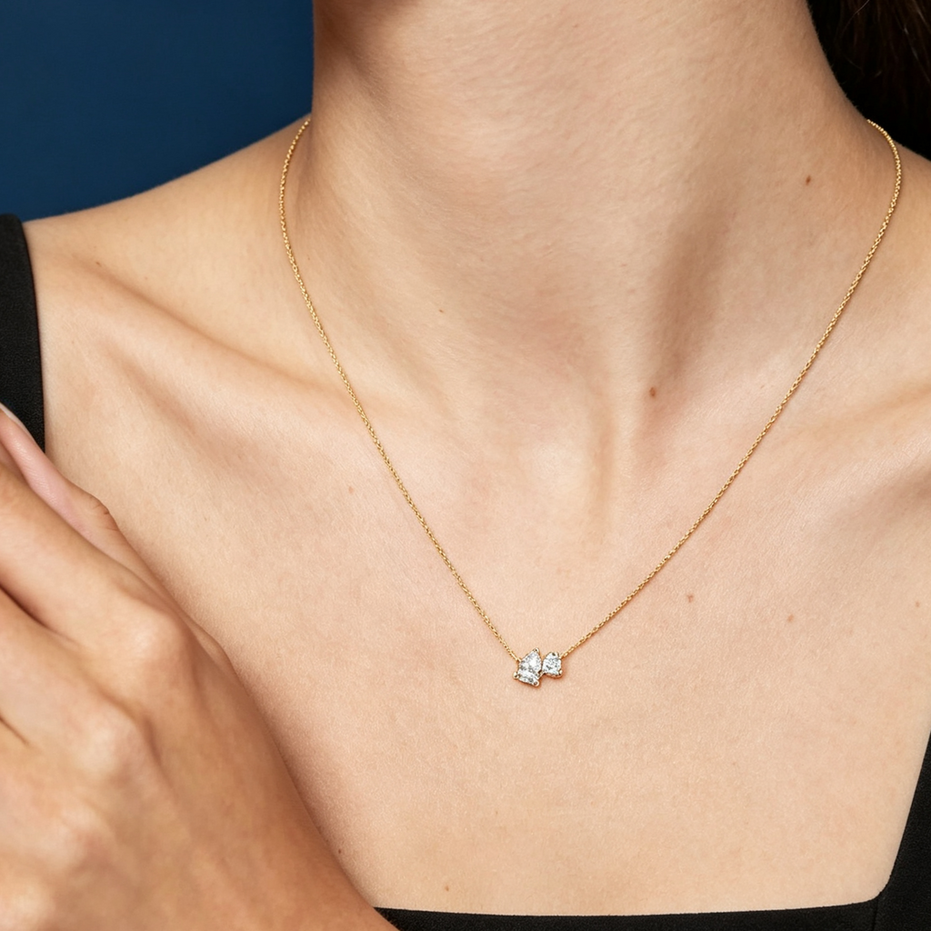 LUCERARO Necklace | Asymmetrical Pear & Round Lab-Grown Diamond Necklace 1/2 ct. tw.