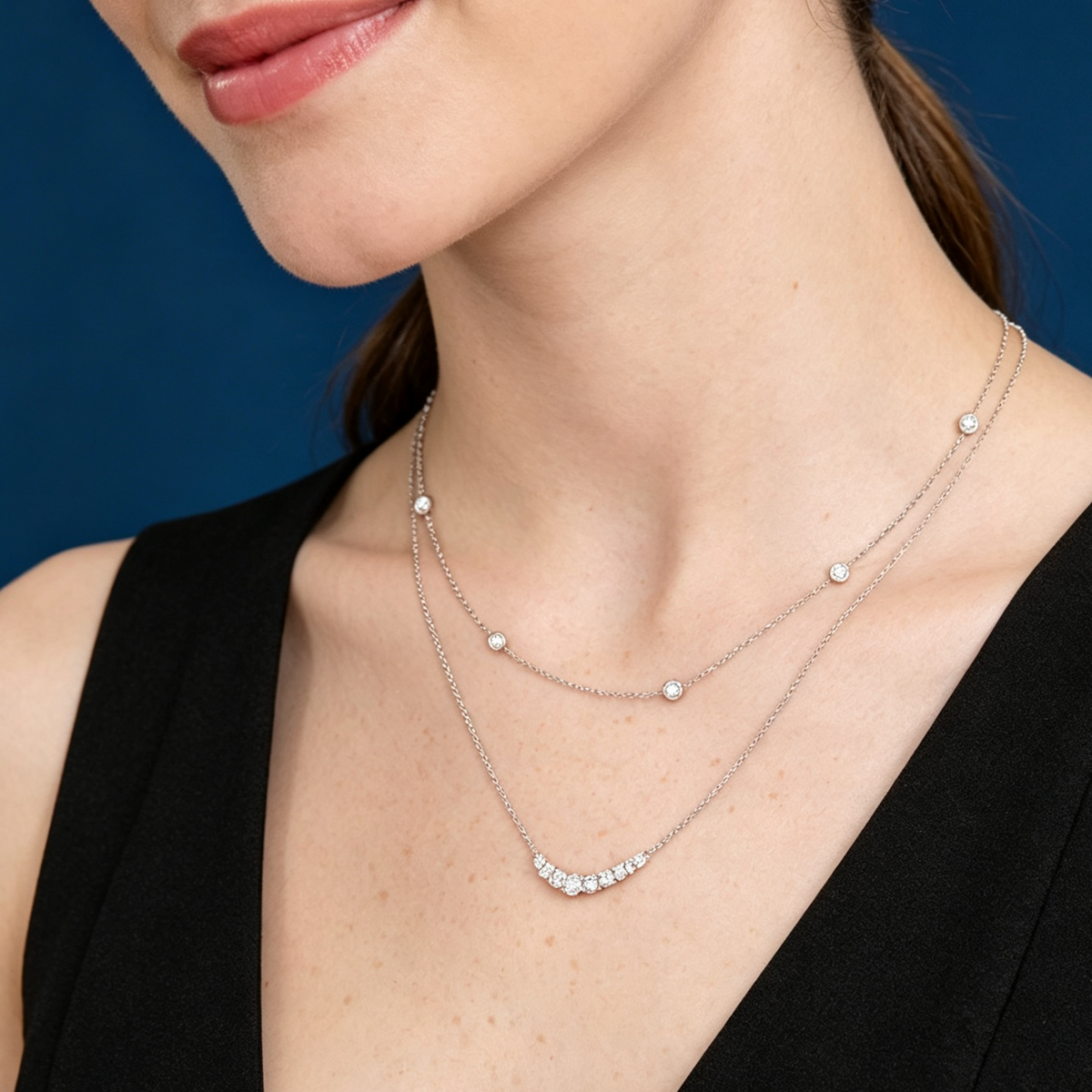 LUCERARO Necklace | Round Lab-Grown Diamond Three-Stone Necklace 1/3 ct. tw.