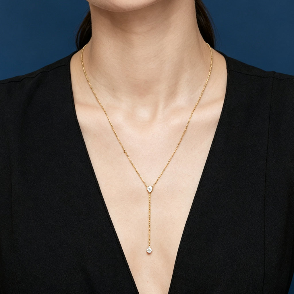 LUCERARO Necklace | Pear Lab-Grown Diamond Lariat Necklace 3/8 ct. tw.