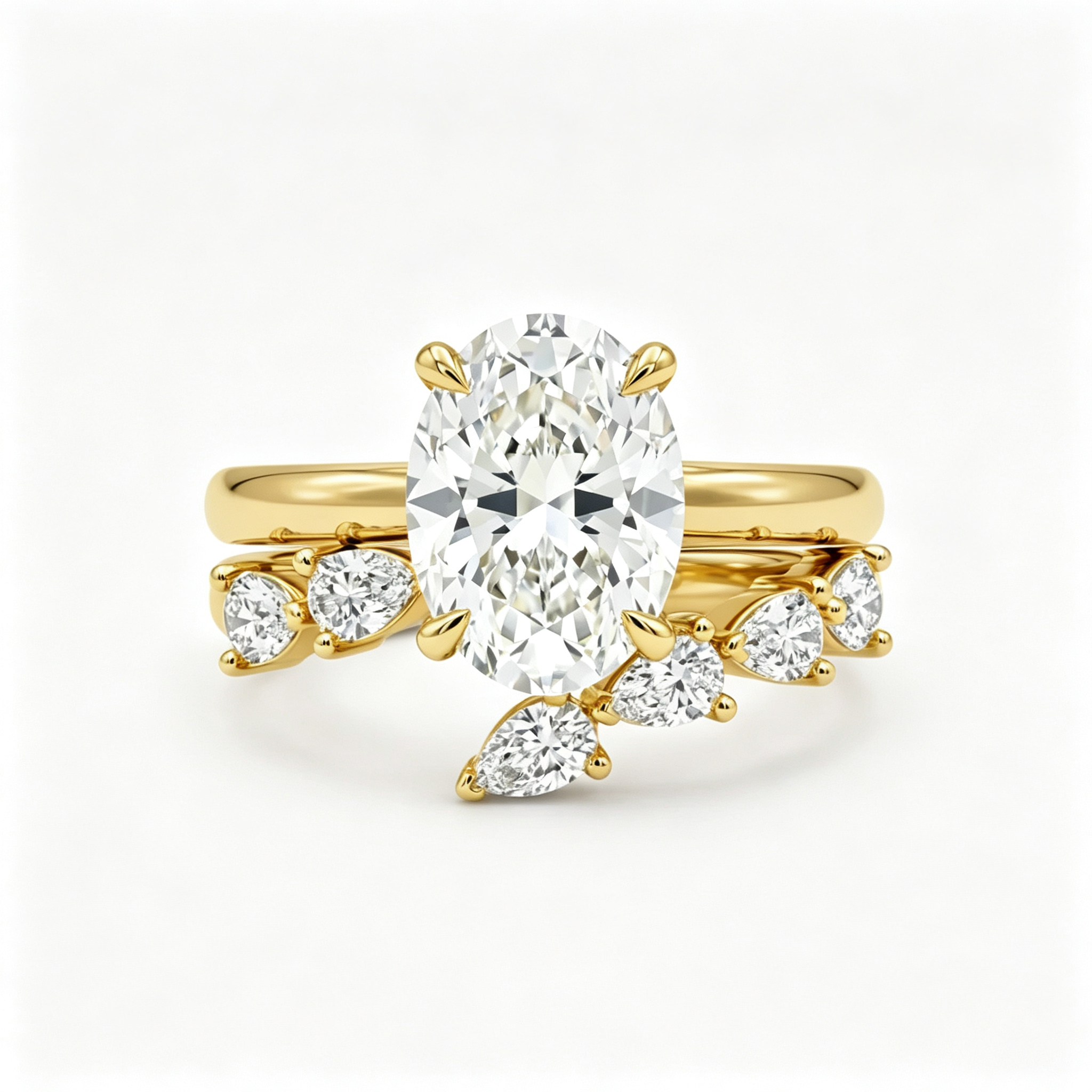 LUCERARO Stacking | Pear Cuff Diamond Ring - SR02704