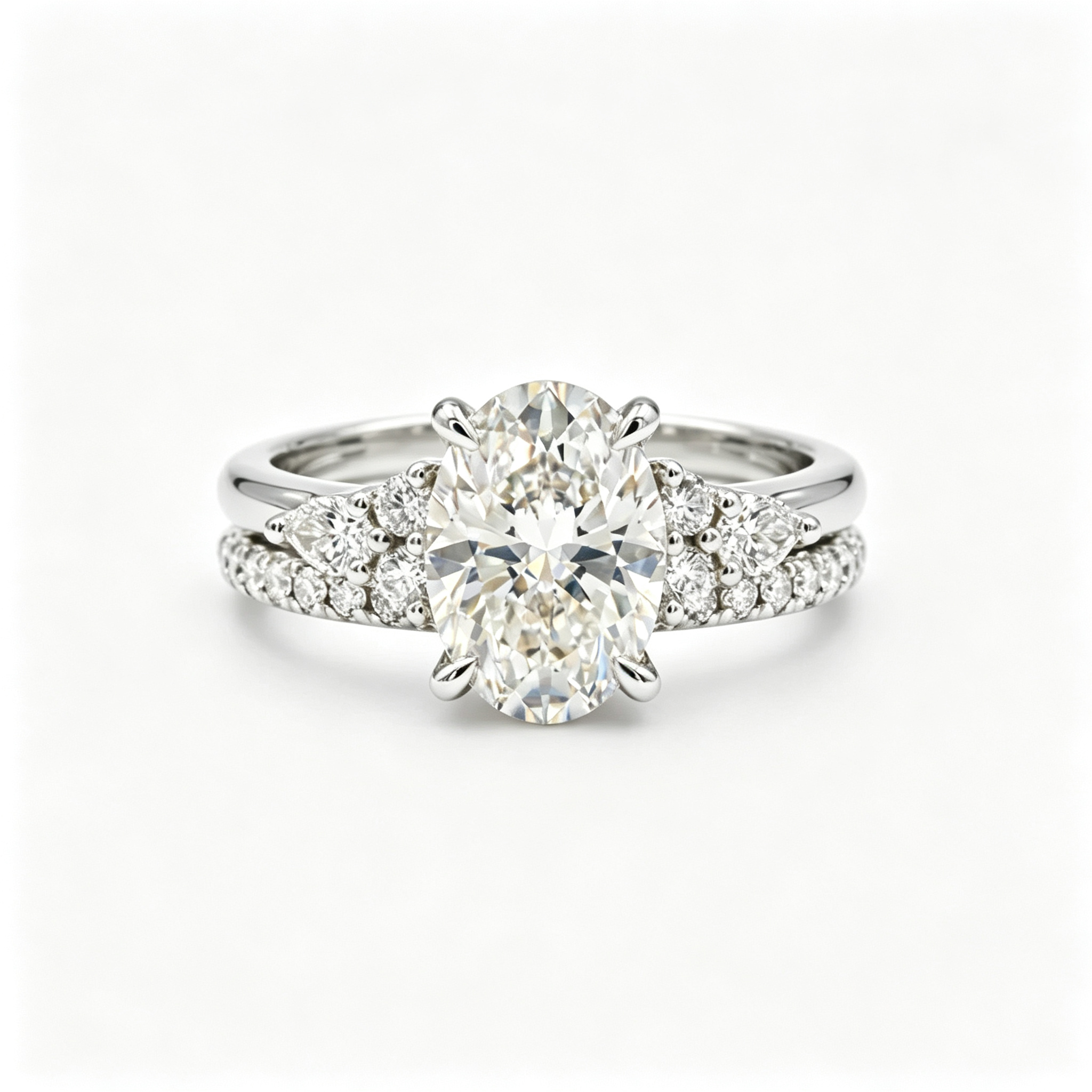 LUCERARO Stacking | Oval & Cuff Diamond Ring - SR02648