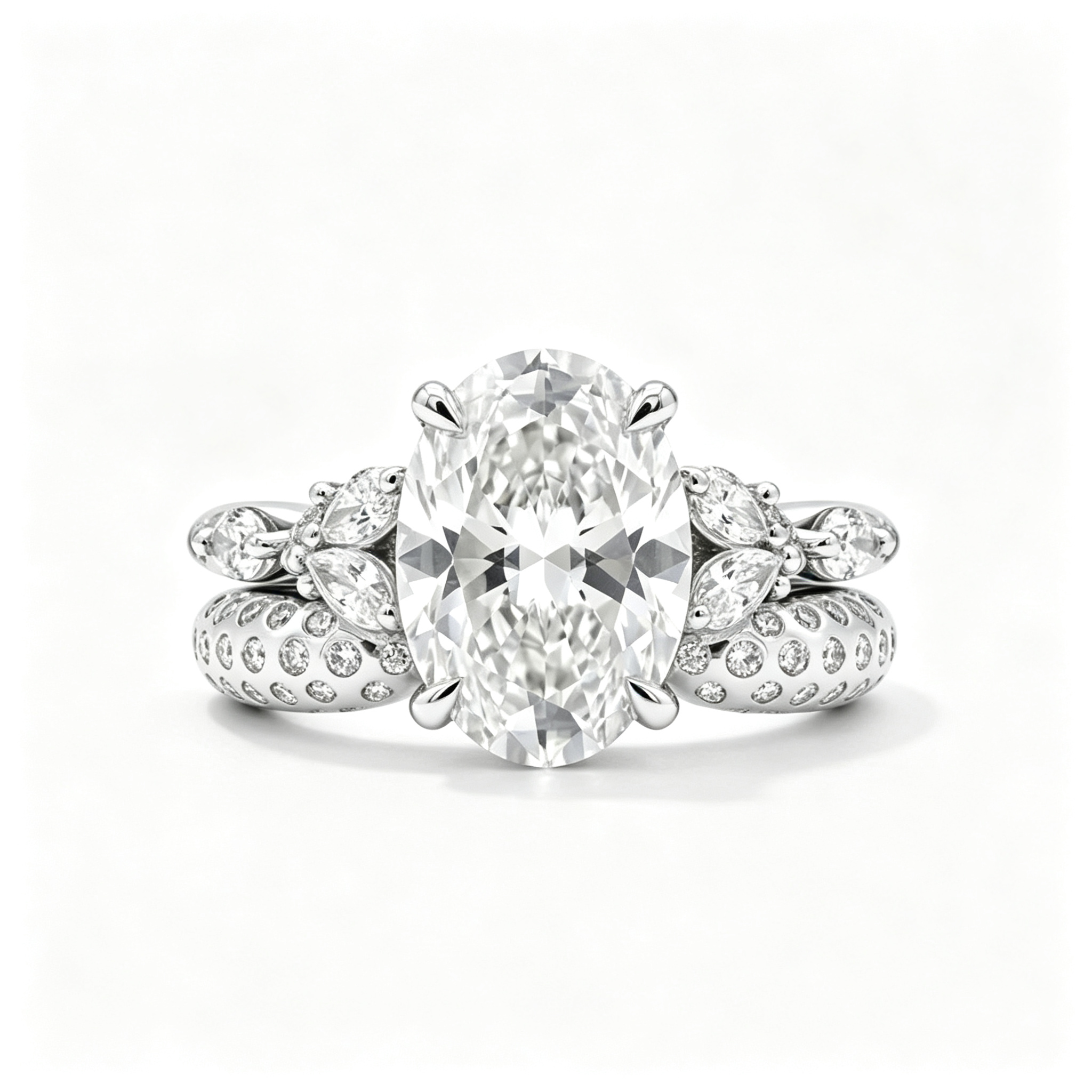 LUCERARO Stacking | Oval & Cuff Diamond Ring - SR02488