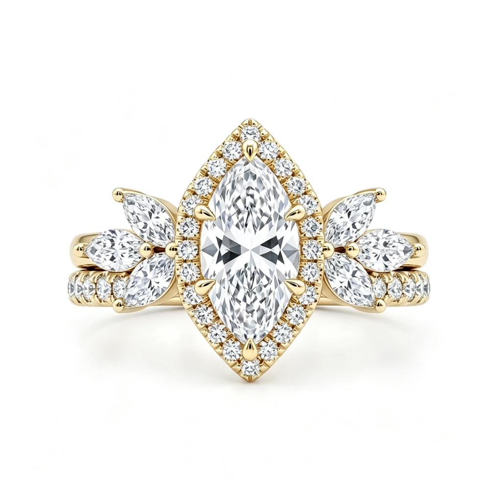 LUCERARO Stacking | Marquise & Cuff Diamond Ring - SR02695