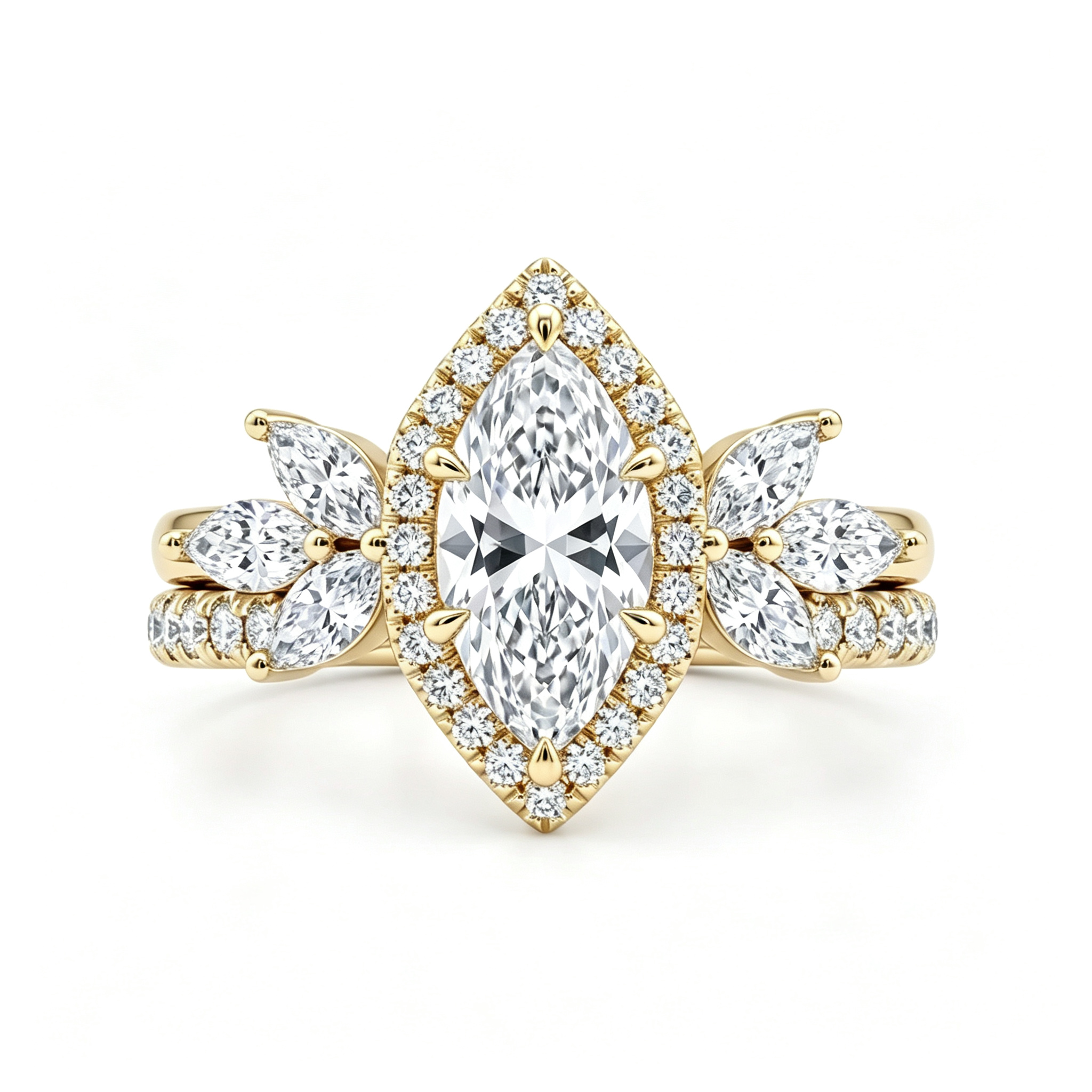 LUCERARO Stacking | Marquise & Cuff Diamond Ring - SR02695