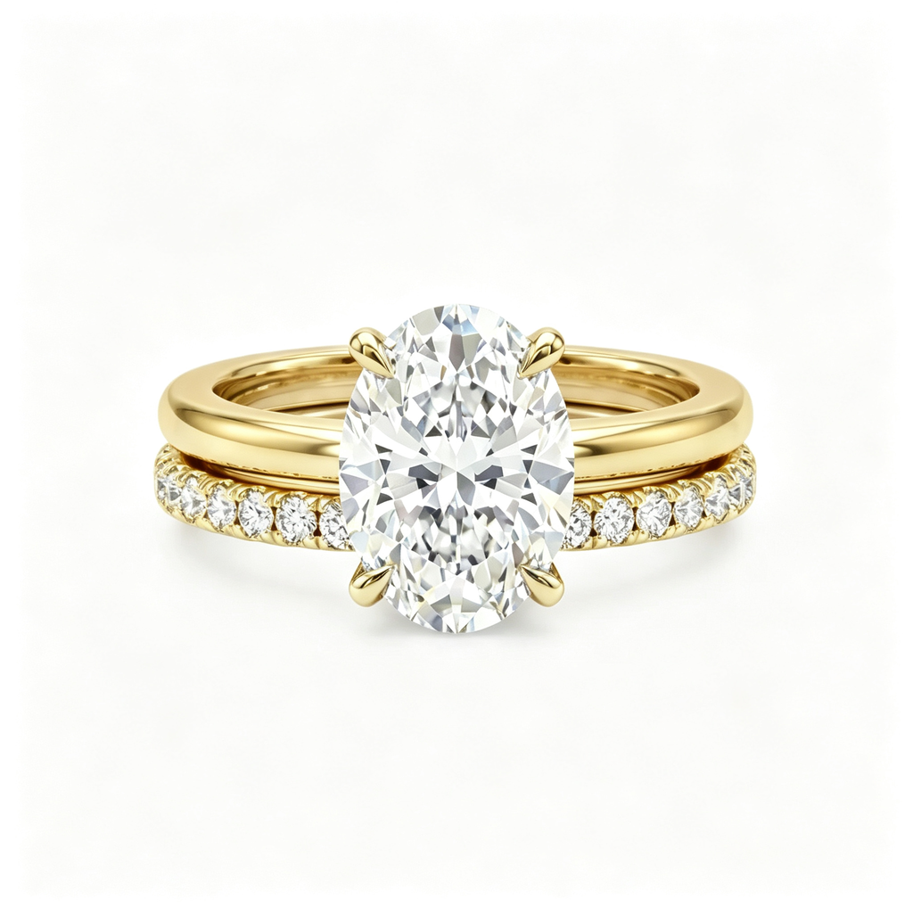 LUCERARO Stacking | Oval & Cuff Diamond Ring - SR02328
