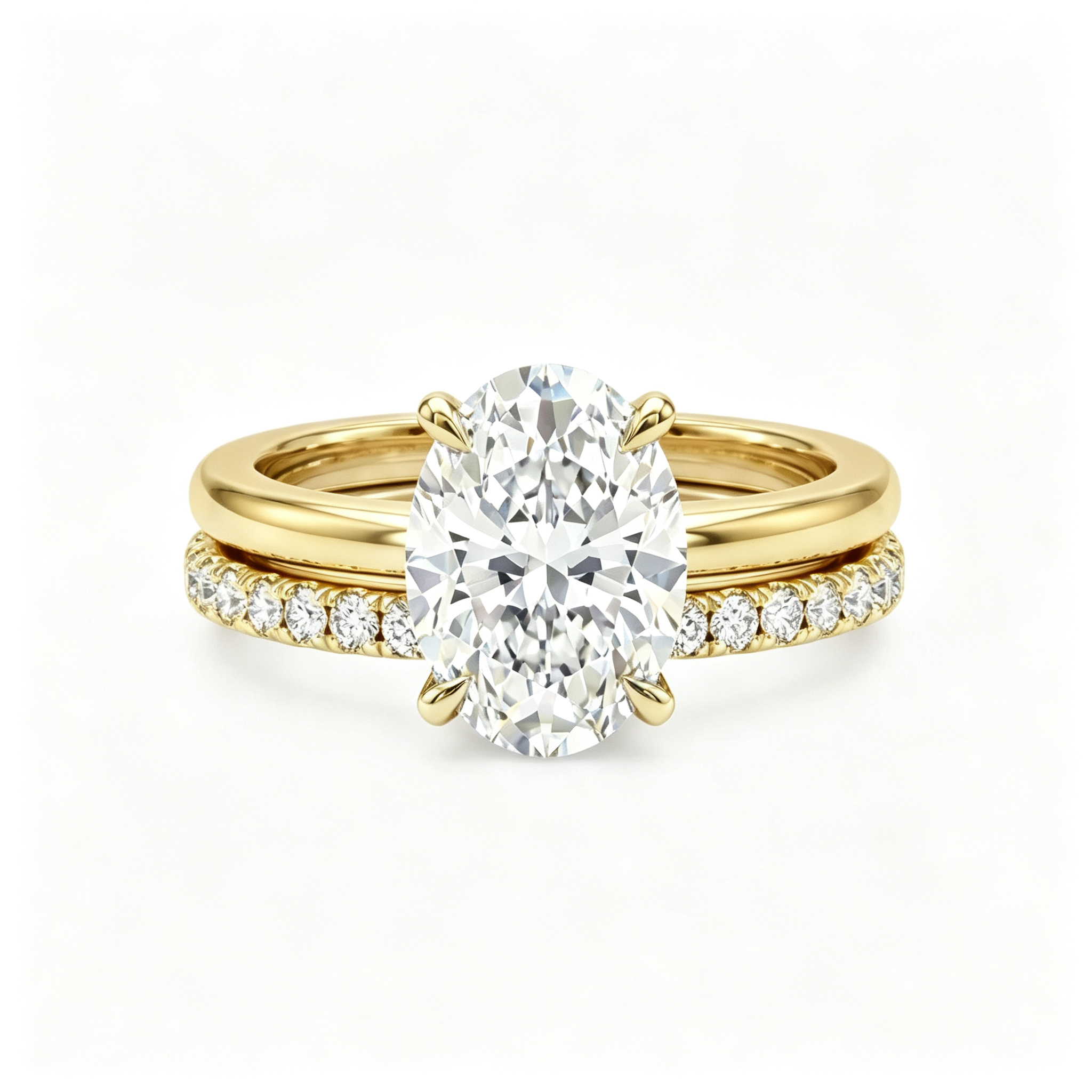 LUCERARO Stacking | Oval & Cuff Diamond Ring - SR02328