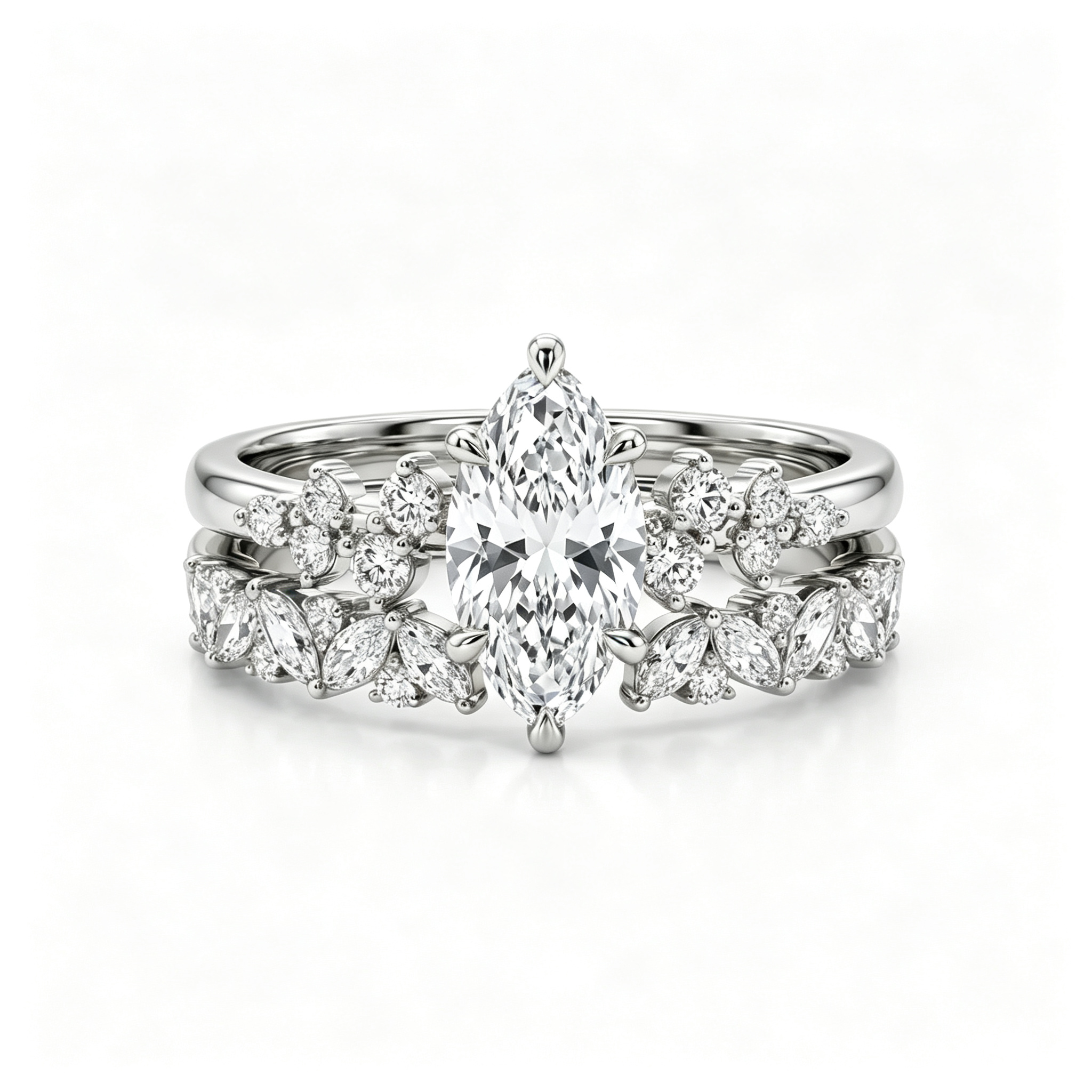 LUCERARO Stacking | Marquise & Cuff Diamond Ring - SR02456