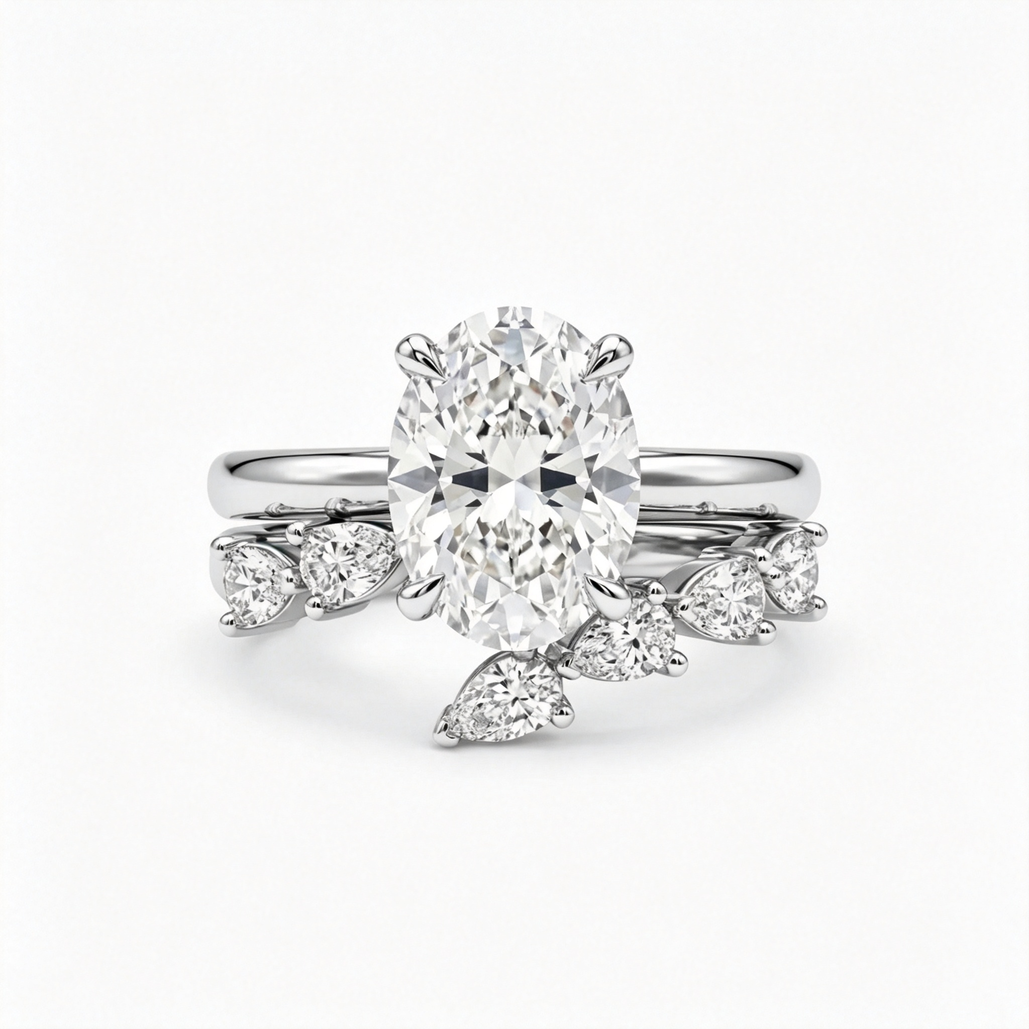 LUCERARO Stacking | Pear Cuff Diamond Ring - SR02704