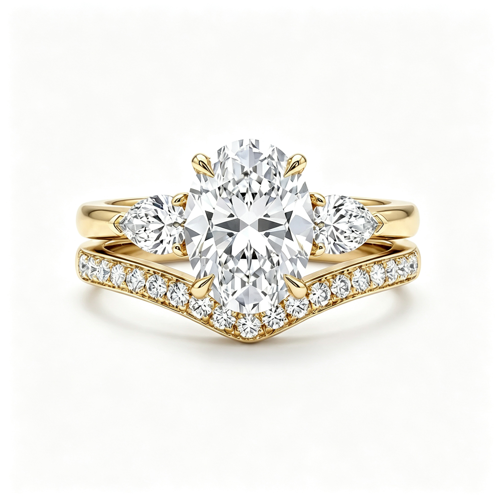 LUCERARO Stacking | Oval & V-shaped Diamond Ring - SR03688
