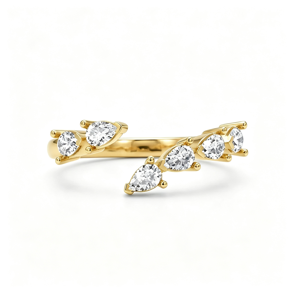LUCERARO Stacking | Pear Cuff Diamond Ring - SR02704