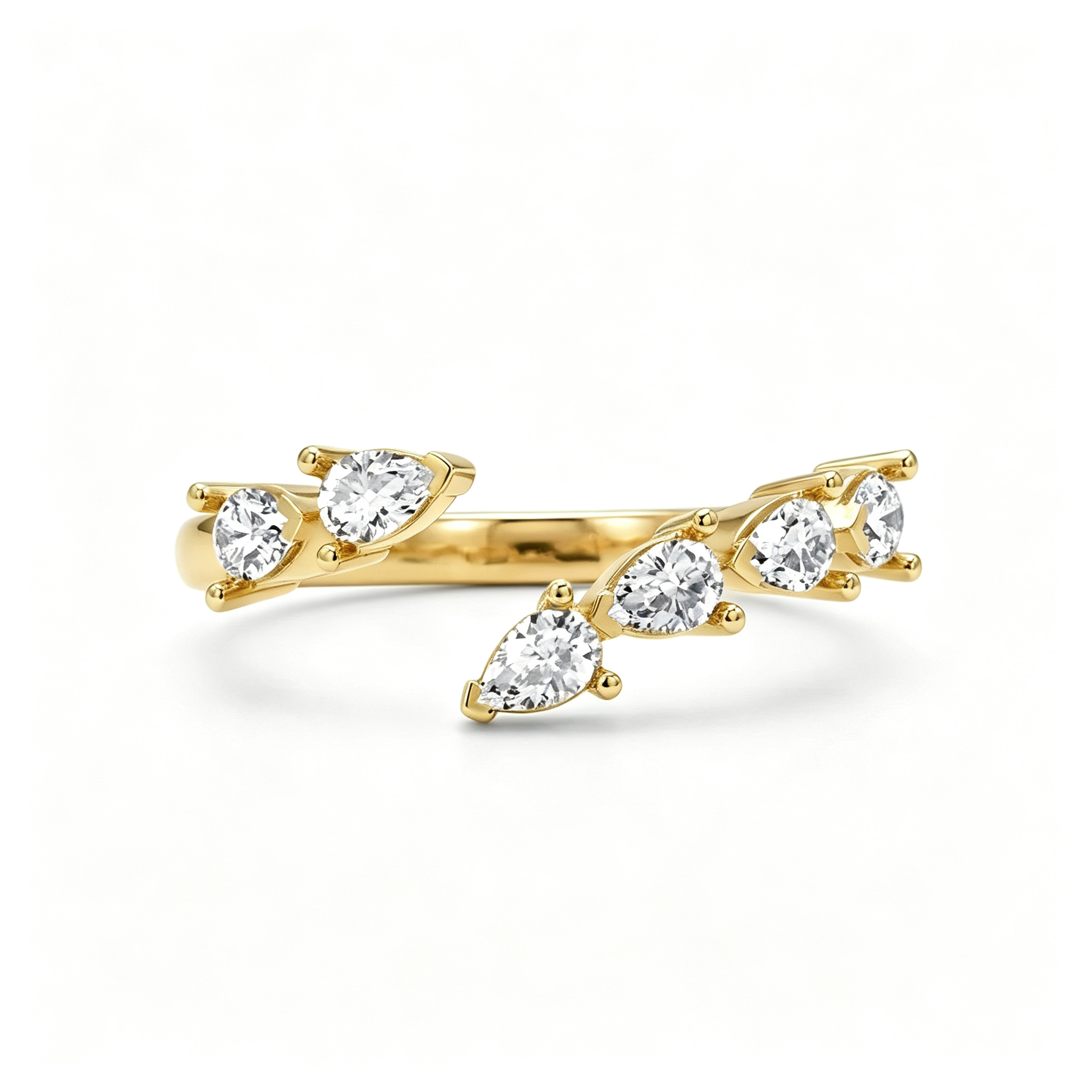 LUCERARO Stacking | Pear Cuff Diamond Ring - SR02704