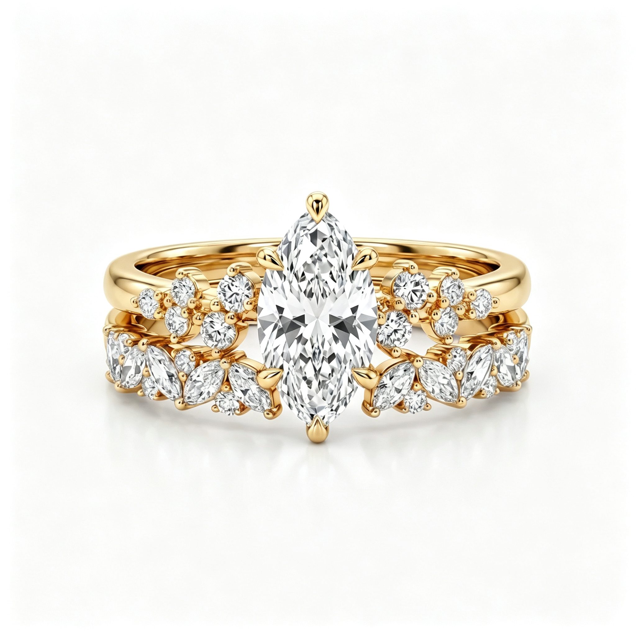 LUCERARO Stacking | Marquise & Cuff Diamond Ring - SR02456