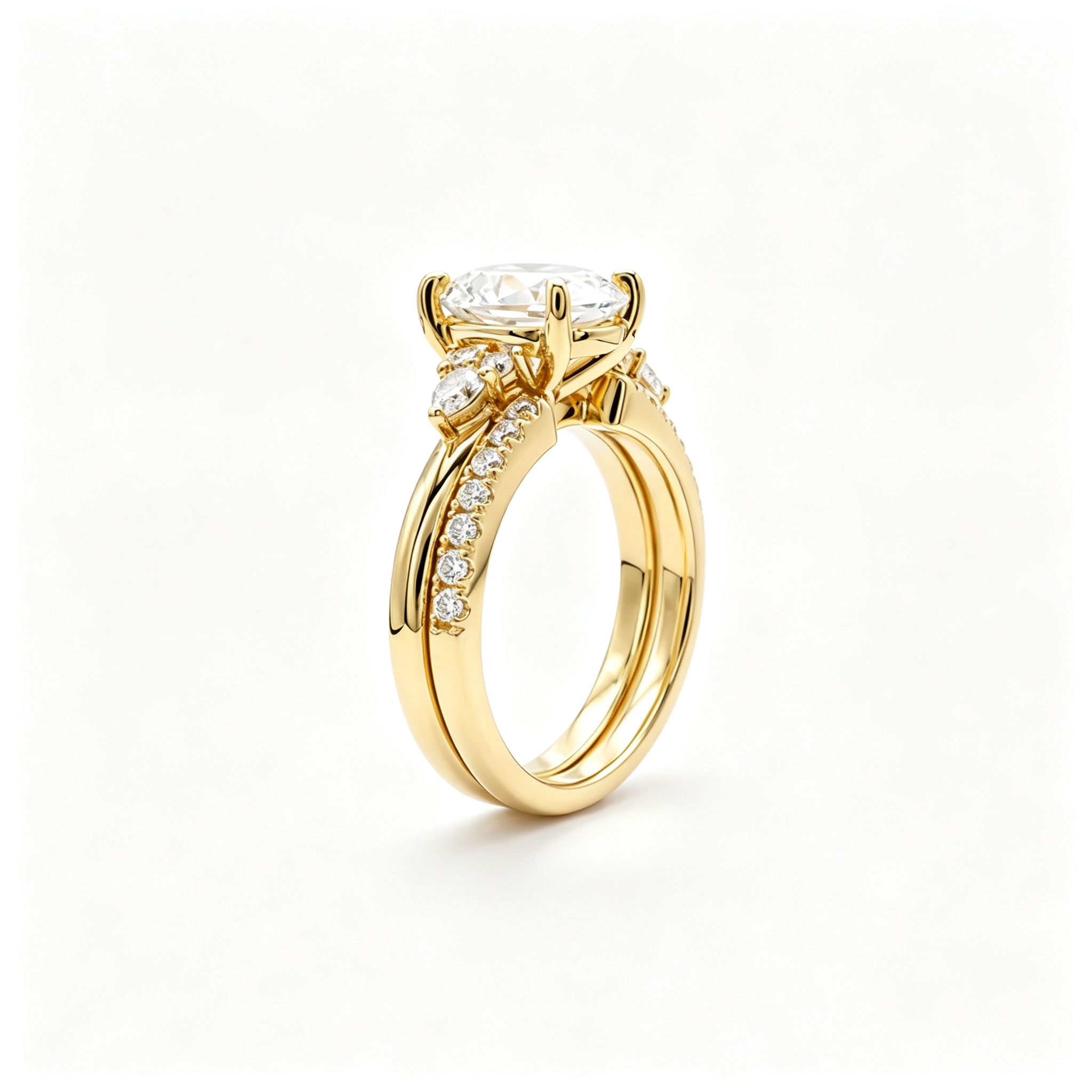 LUCERARO Stacking | Oval & Cuff Diamond Ring - SR02648