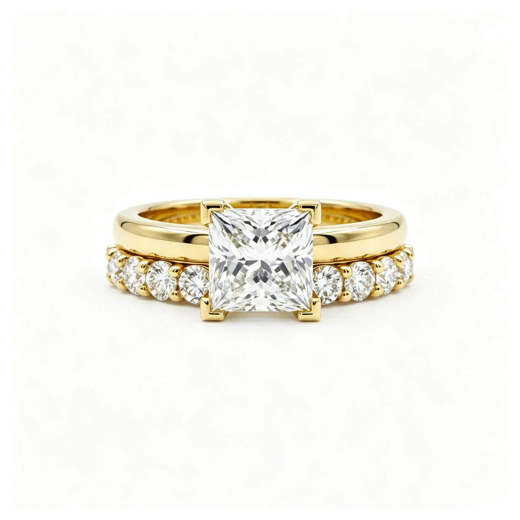 LUCERARO Stacking | Princess & Cuff Diamond Ring - SR02464