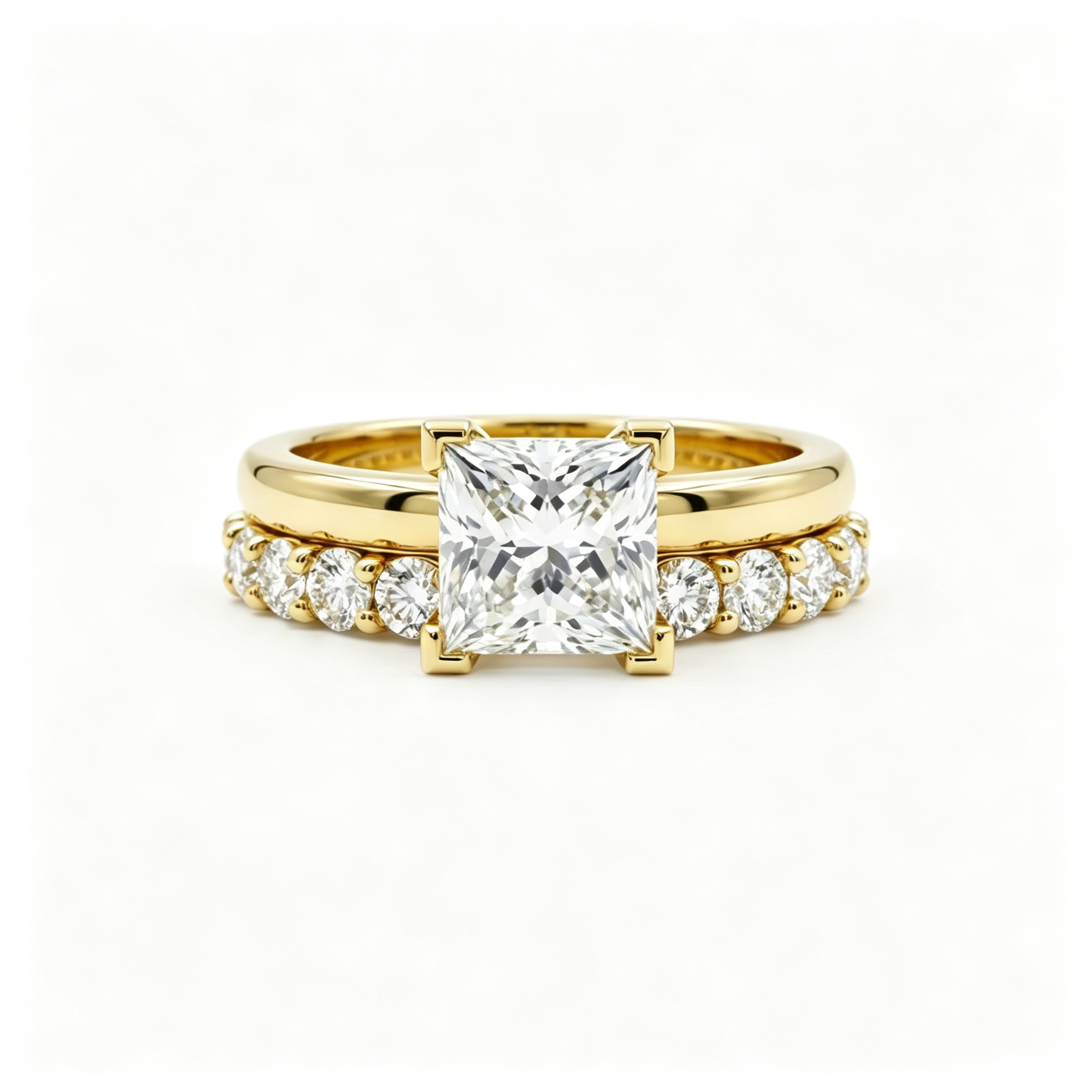 LUCERARO Stacking | Princess & Cuff Diamond Ring - SR02464