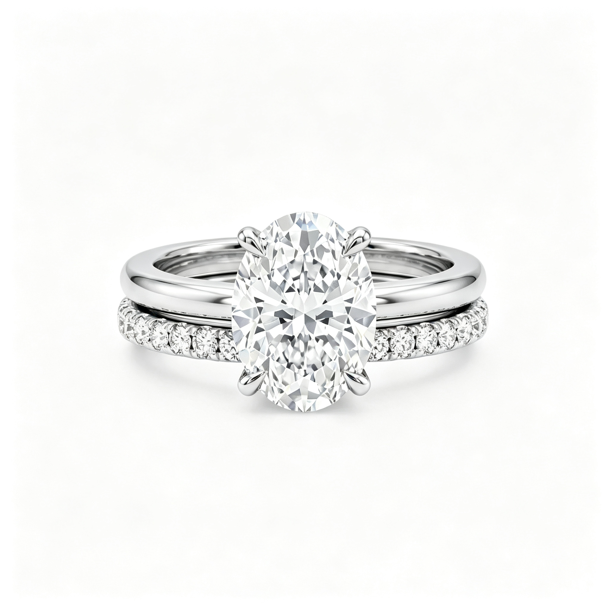 LUCERARO Stacking | Oval & Cuff Diamond Ring - SR02328